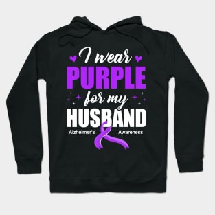 Support I Wear Purple For My Husband Alzheimer's Awareness Hoodie